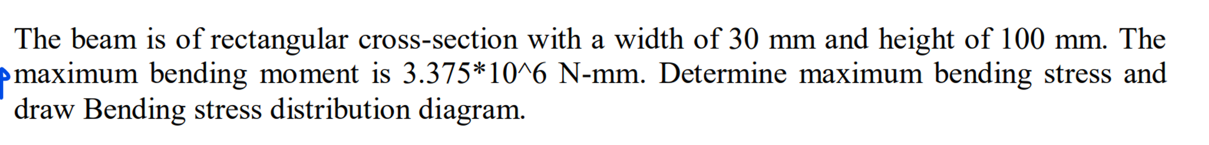 The beam is of rectangular cross - section with a