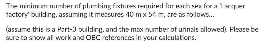 The minimum number of plumbing fixtures required