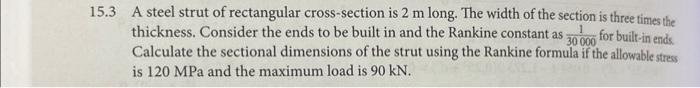 A steel strut of rectangular cross - section is 2