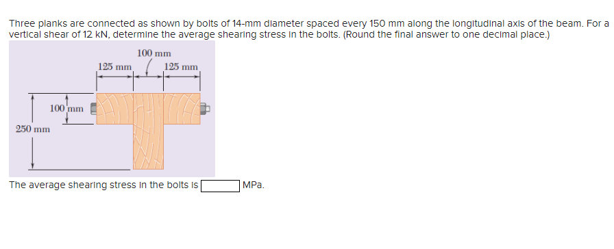 Three planks are connected as shown by bolts of 1
