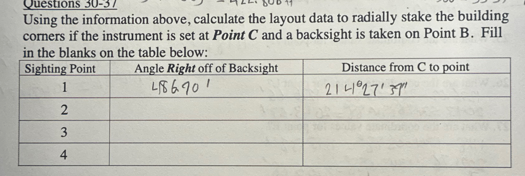 Using the information above, calculate the layout