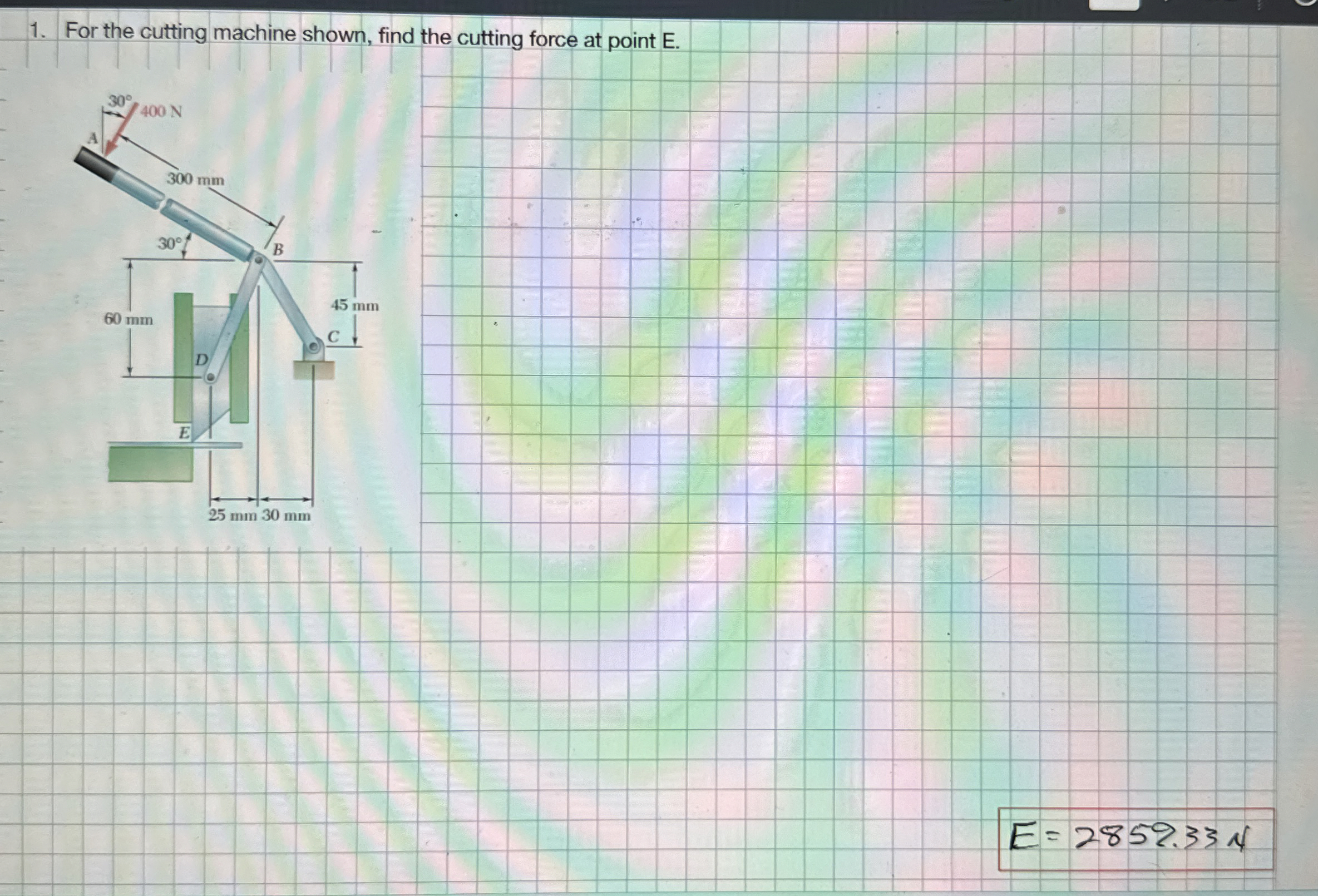 For the cutting machine shown, find the cutting