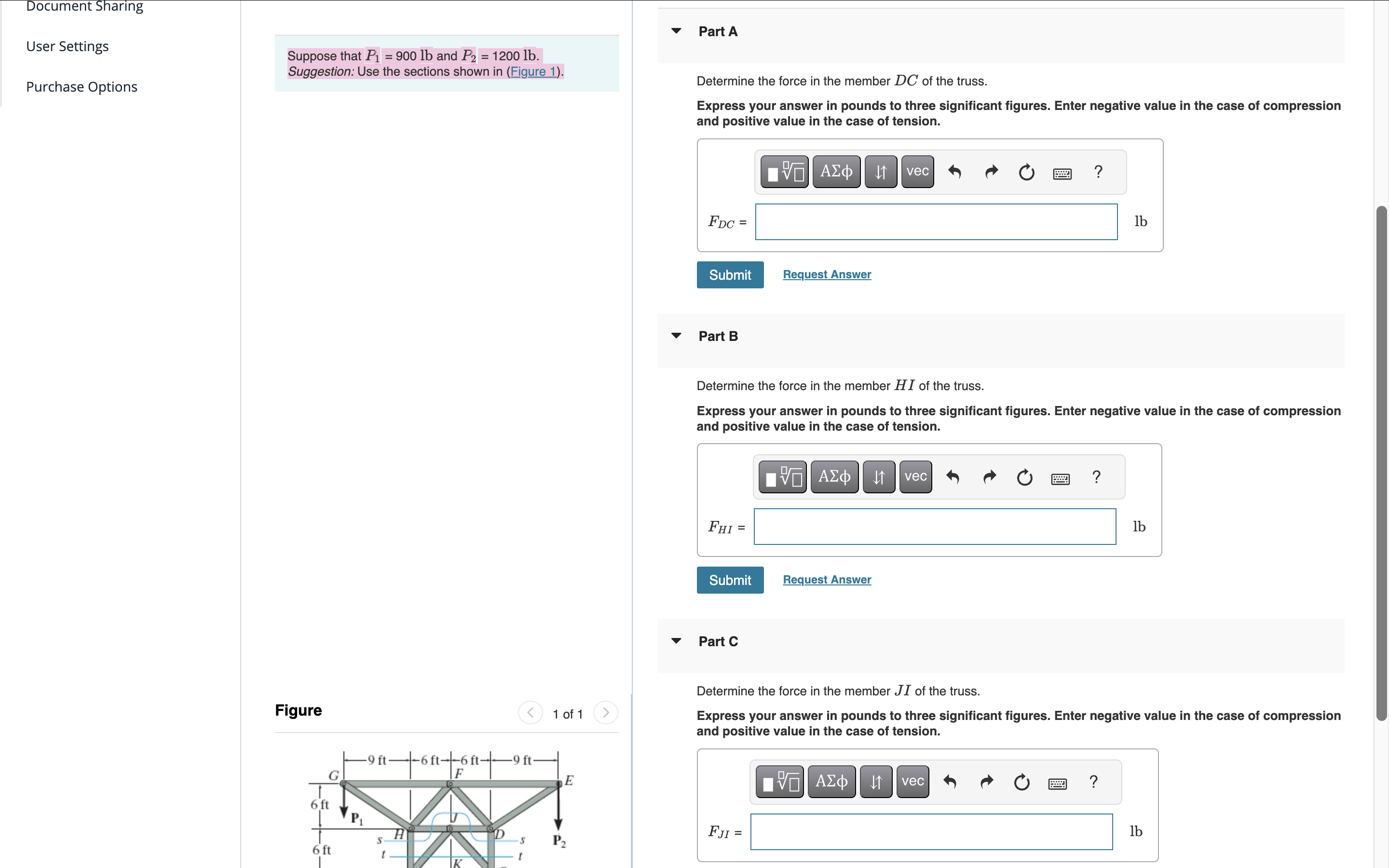Document Sharing User Settings Purchase Options