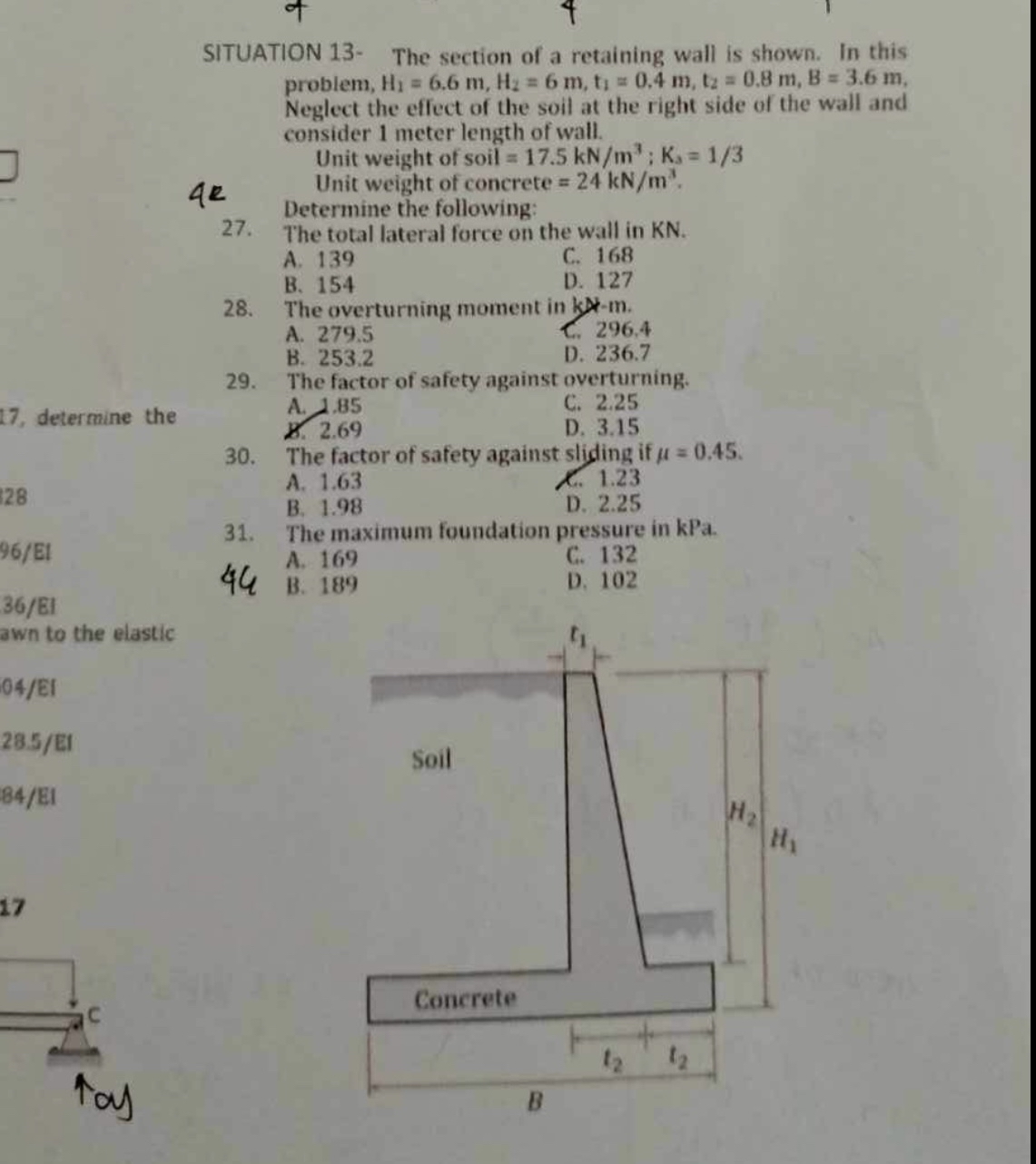 SITUATION 1 3 - The section of a retaining wall