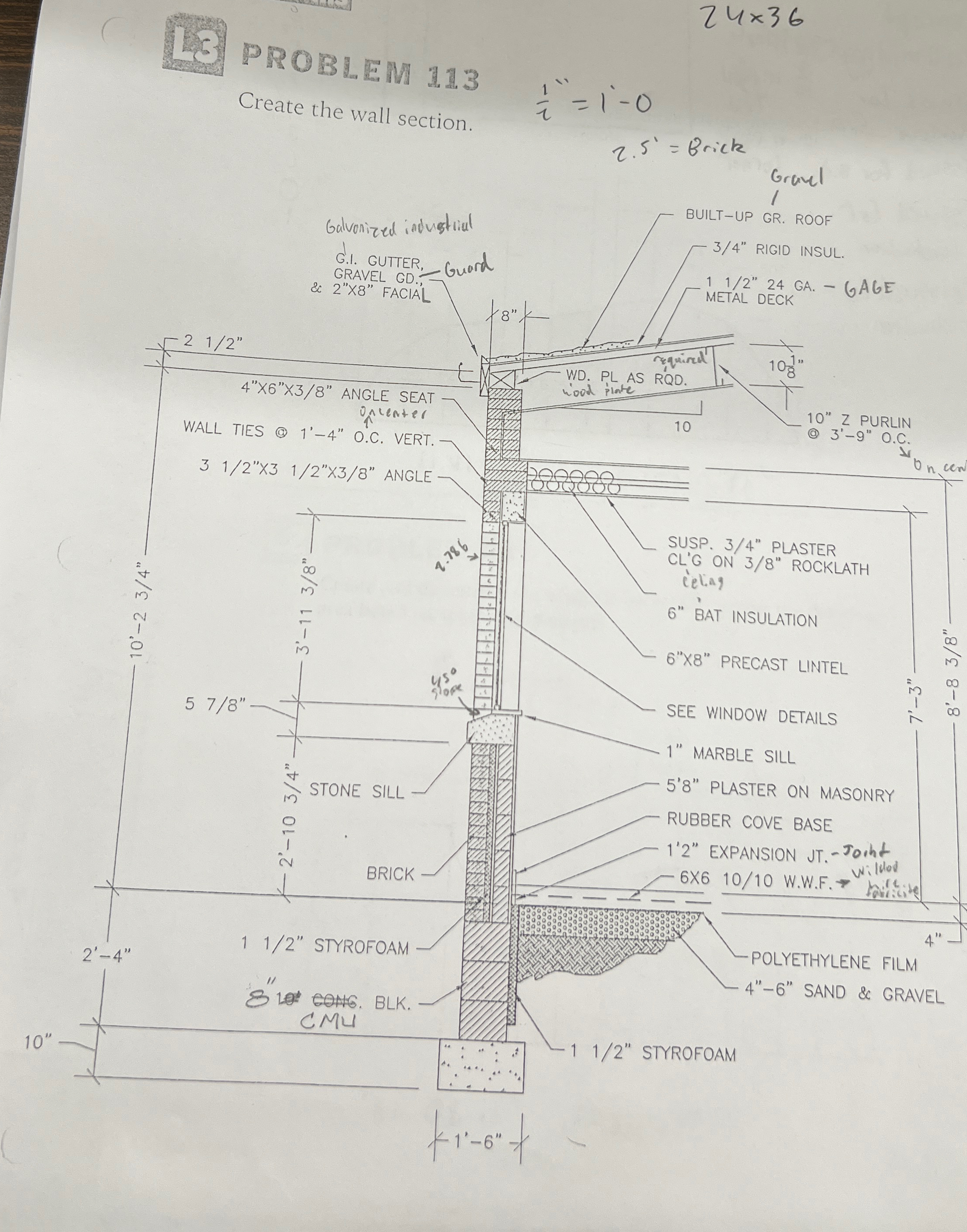 Draw all the dimensions for this wall