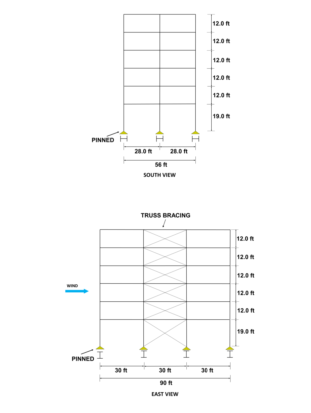 Design the diagonal of the first story of the