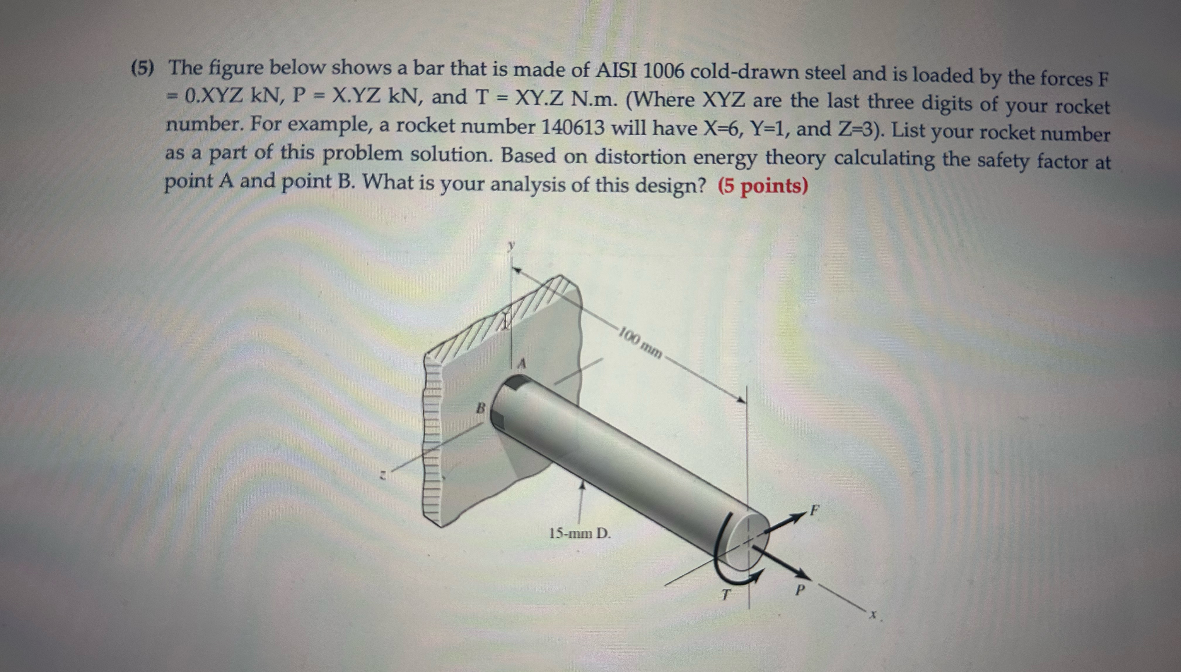 ( 5 ) The figure below shows a bar that is made