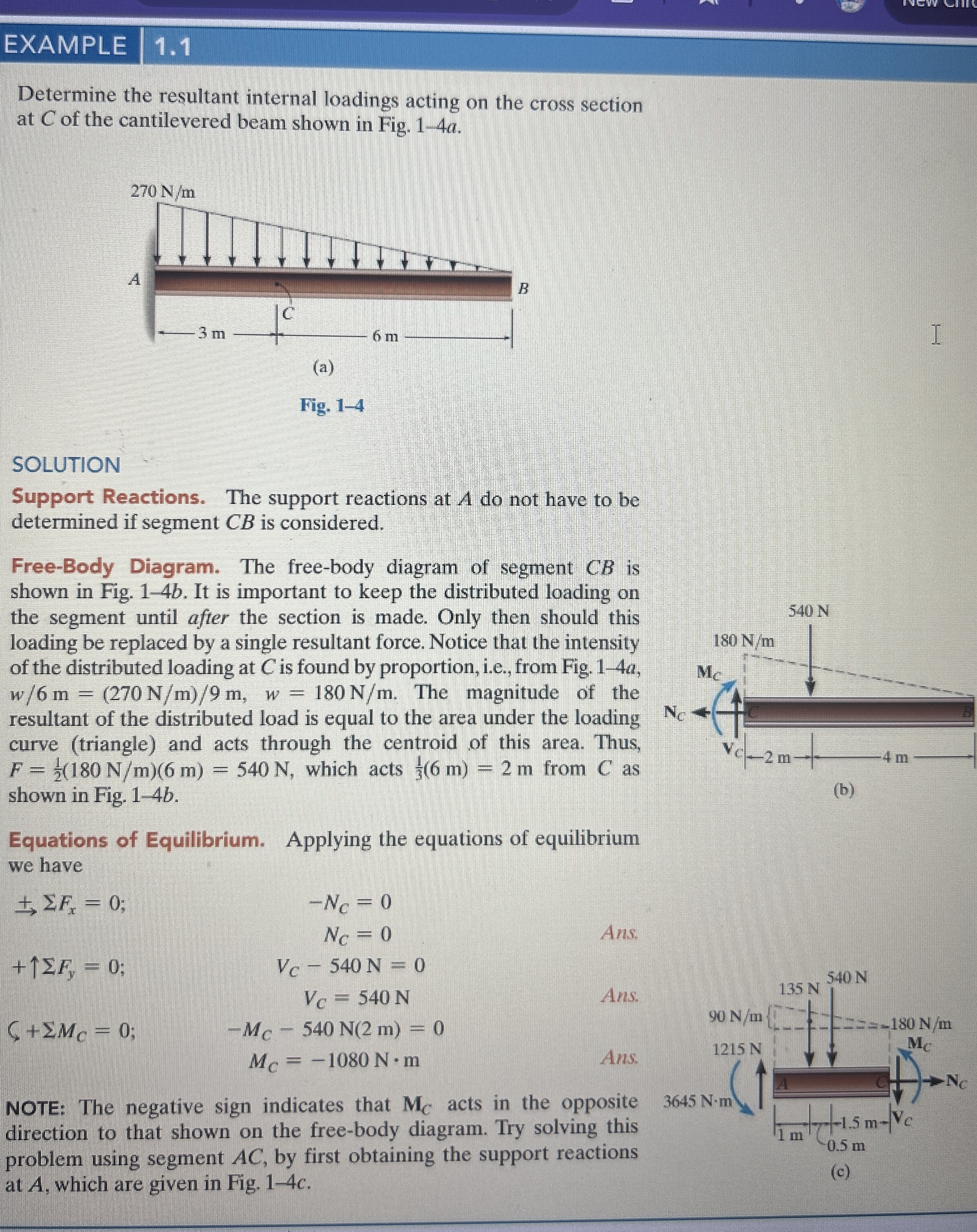 EXAMPLE 1 . 1 Determine the resultant internal