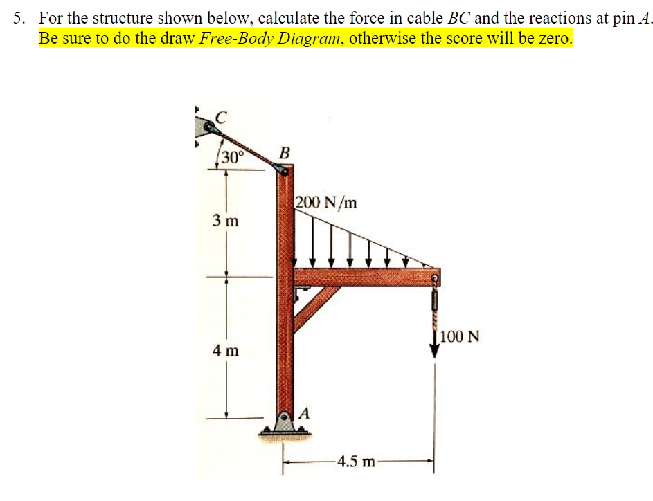 5 . For the structure shown below, calculate the