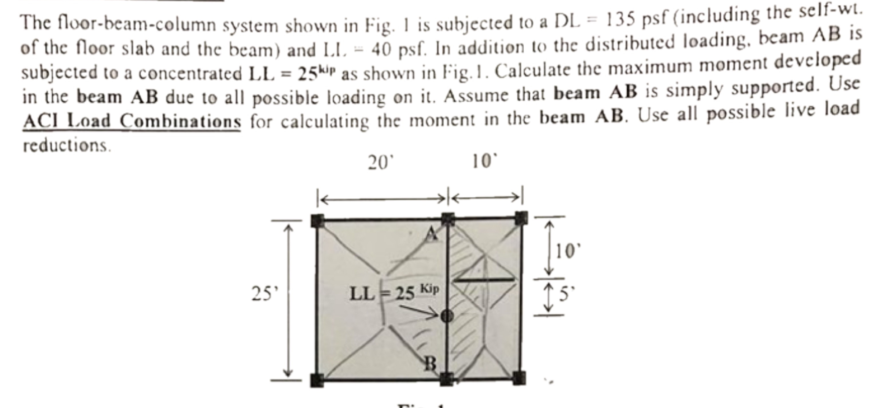 The floor - beam - column system shown in Fig. 1