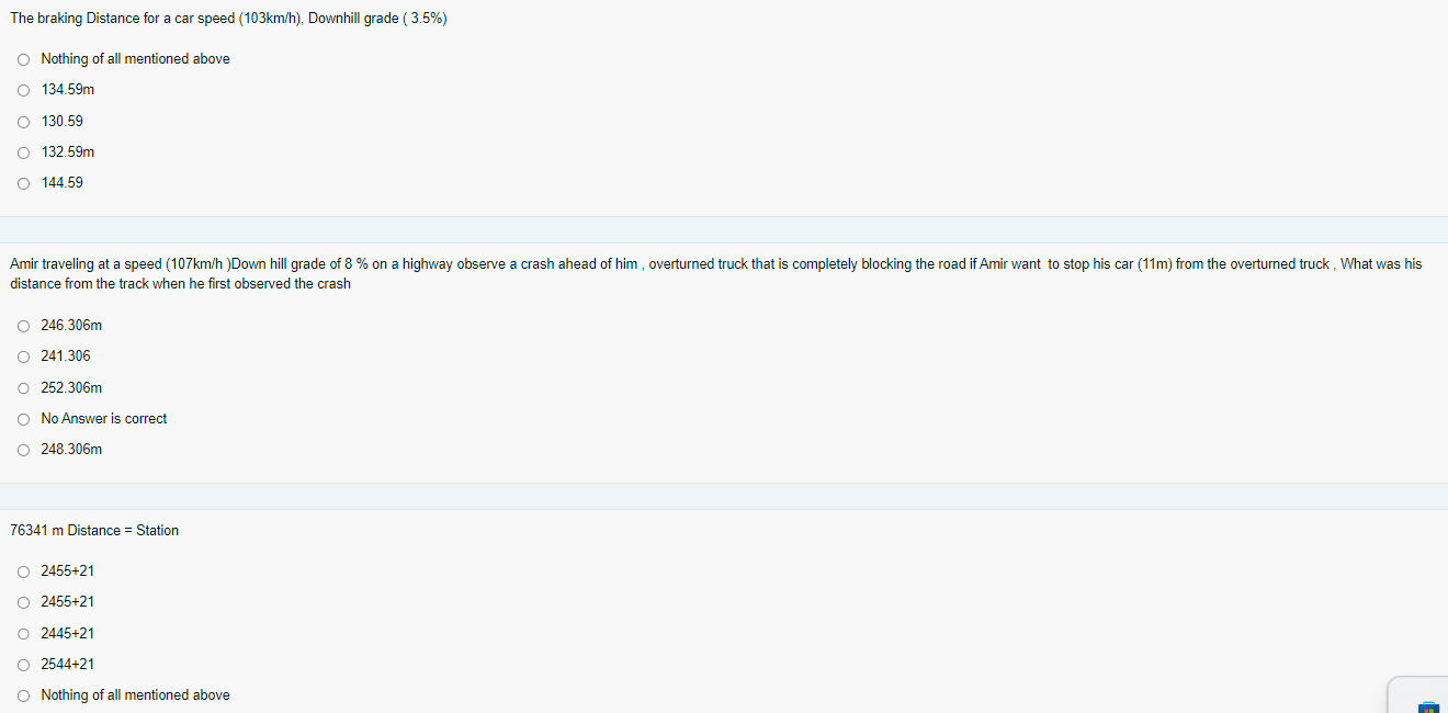 The braking Distance for a car speed ( 1 0 3 k m