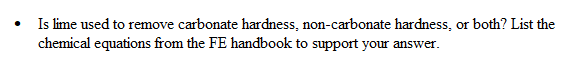 Is lime used to remove carbonate hardness, non -