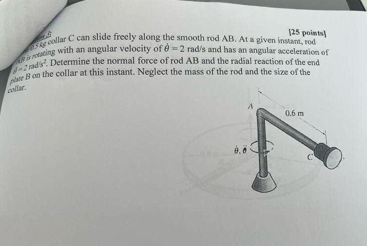 [ 2 5 points ] 6 . 5 kg collar C can slide freely