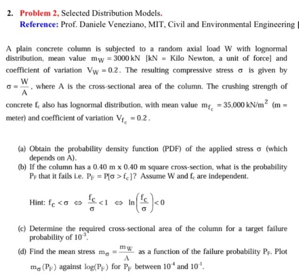 Problem 2 , Selected Distribution Models.