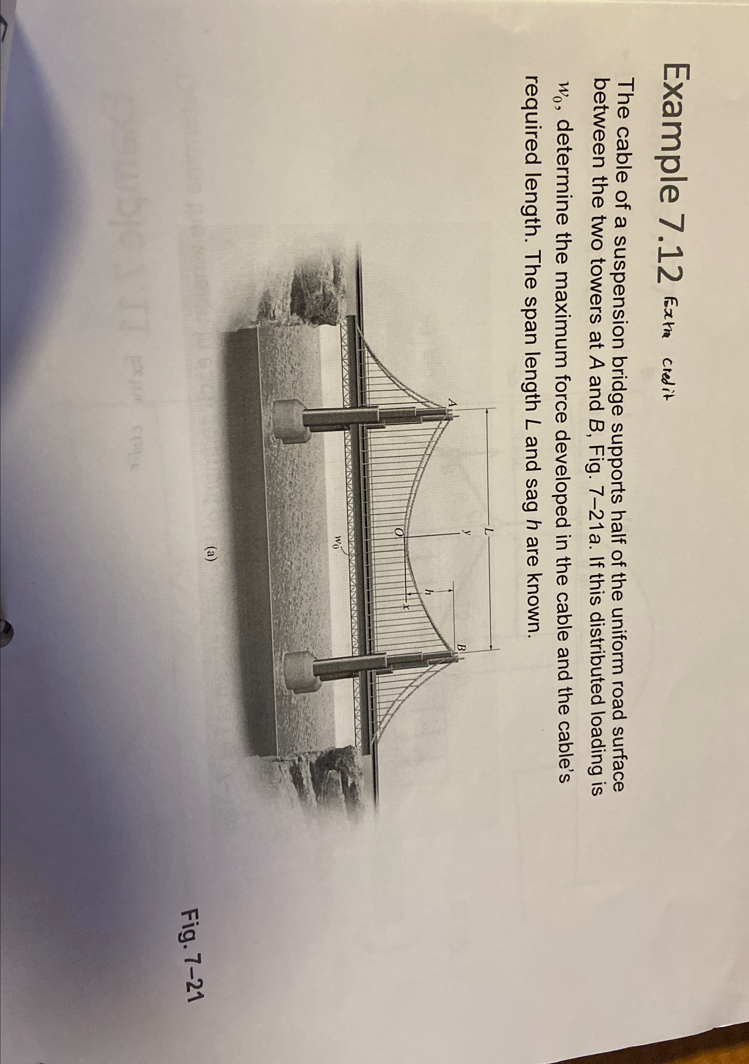 Example 7 . 1 2 Extra cred it The cable of a