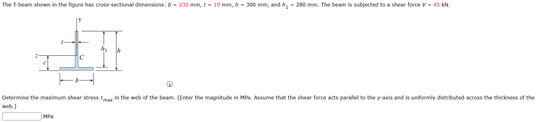 The T - beam shown in the figure has cross -