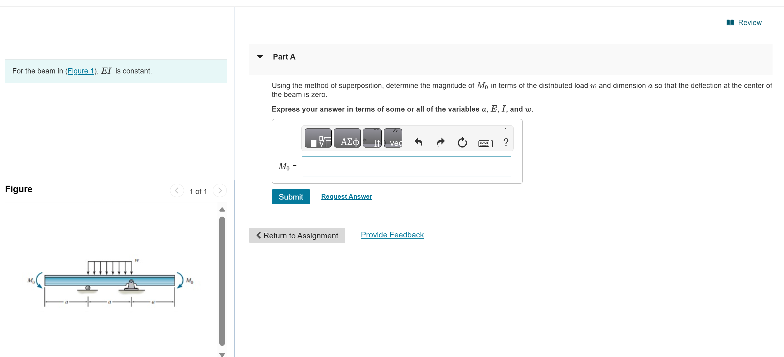 For the beam in ( Figure 1 ) , \ ( E I \ ) is