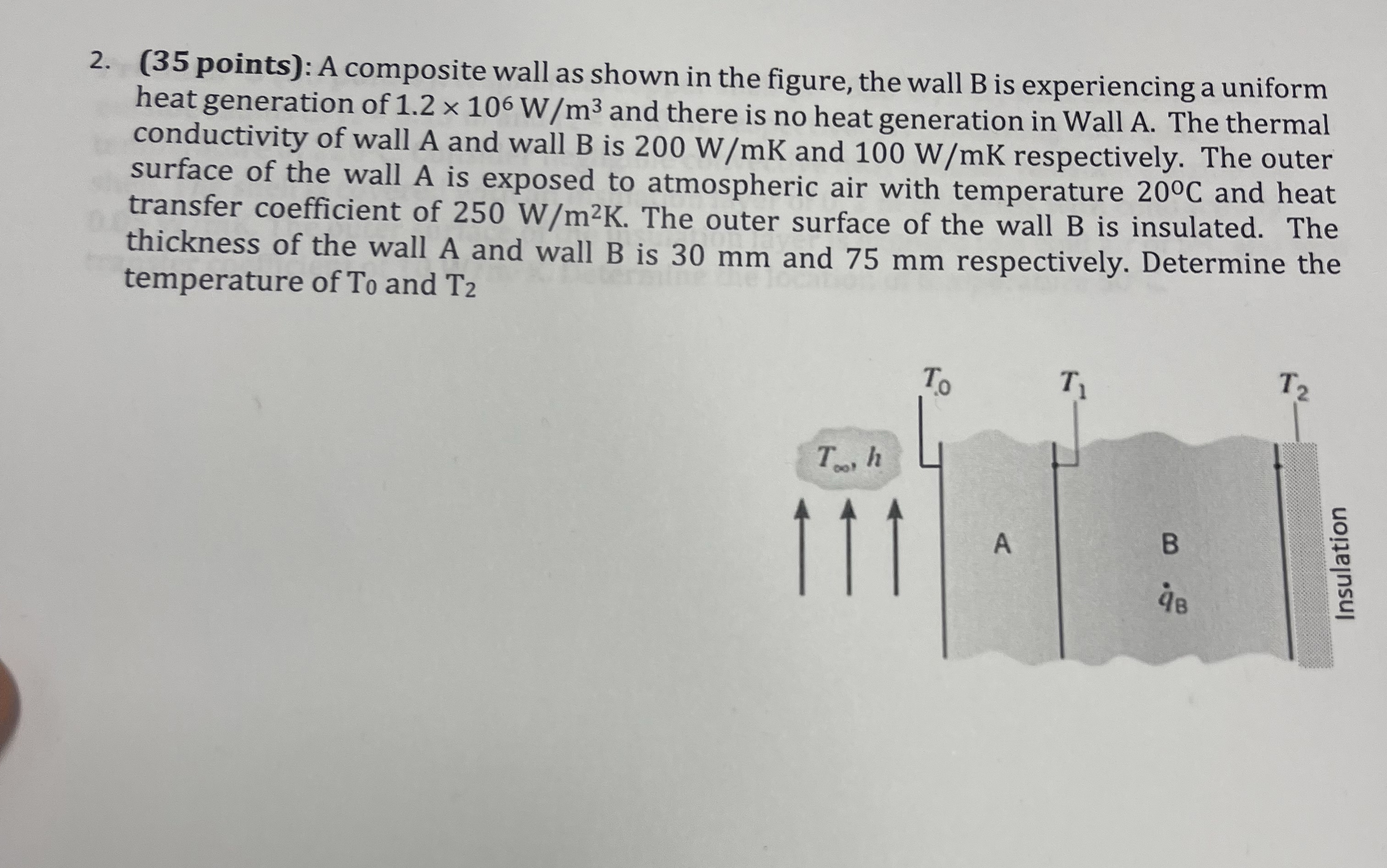 ( 3 5 points ) : A composite wall as shown in the