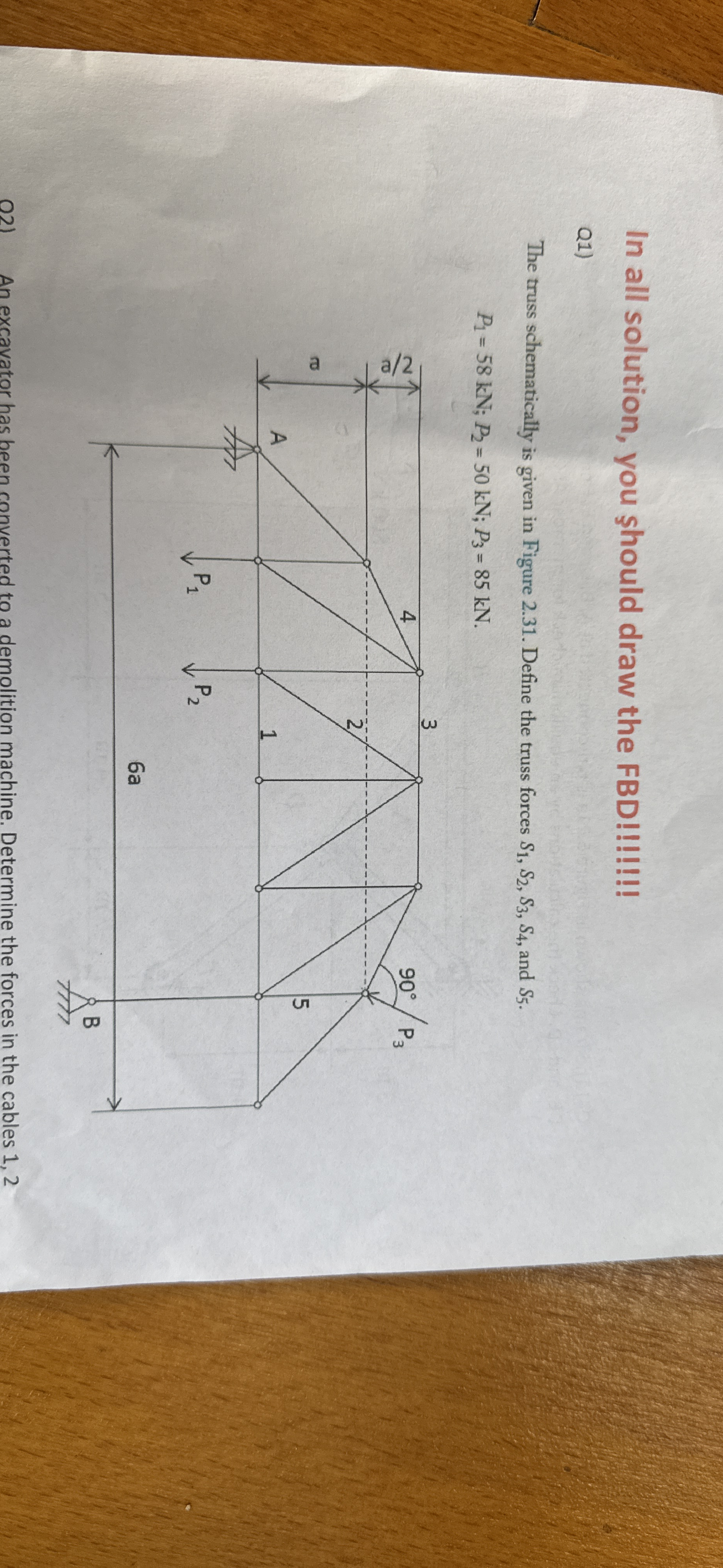 In all solution, you hould draw the FBD ! ! ! ! !