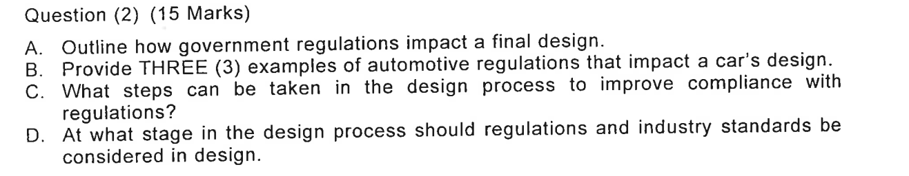 Question ( 2 ) ( 1 5 Marks ) A . Outline how