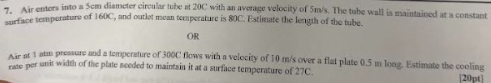 7 . Air at 1 atm pressure and a temperature of 3