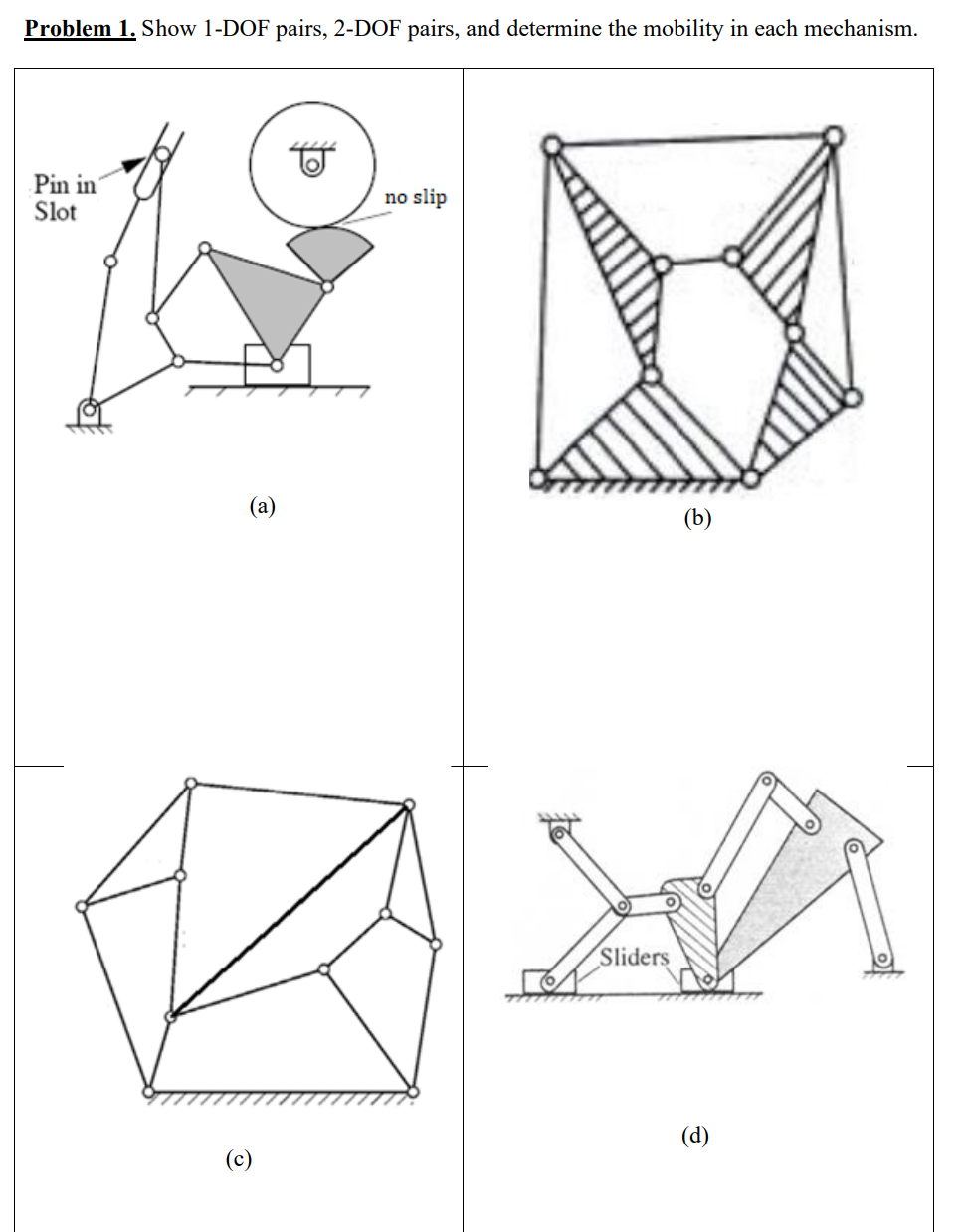 in TEXT Problem 1 . Show 1 - DOF pairs, 2 - DOF