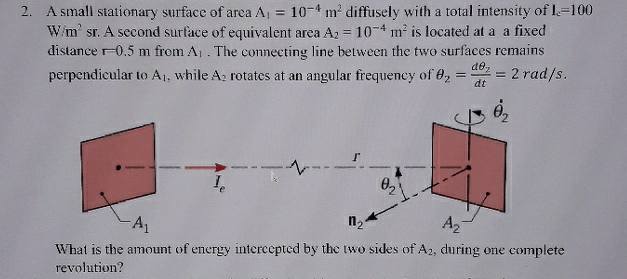 A small stationary surface of area A 1 = 1 0 - 4