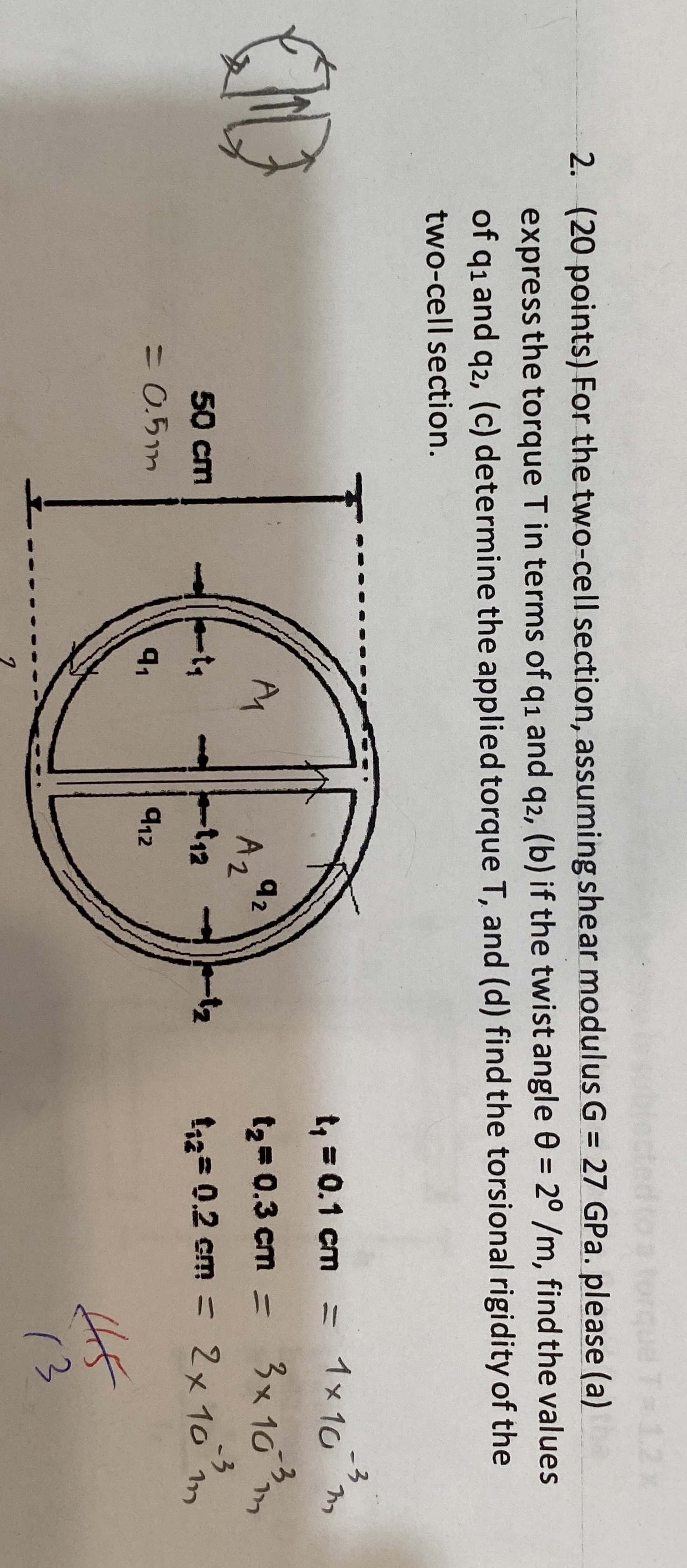 ( 2 0 points ) For the two - cell section,