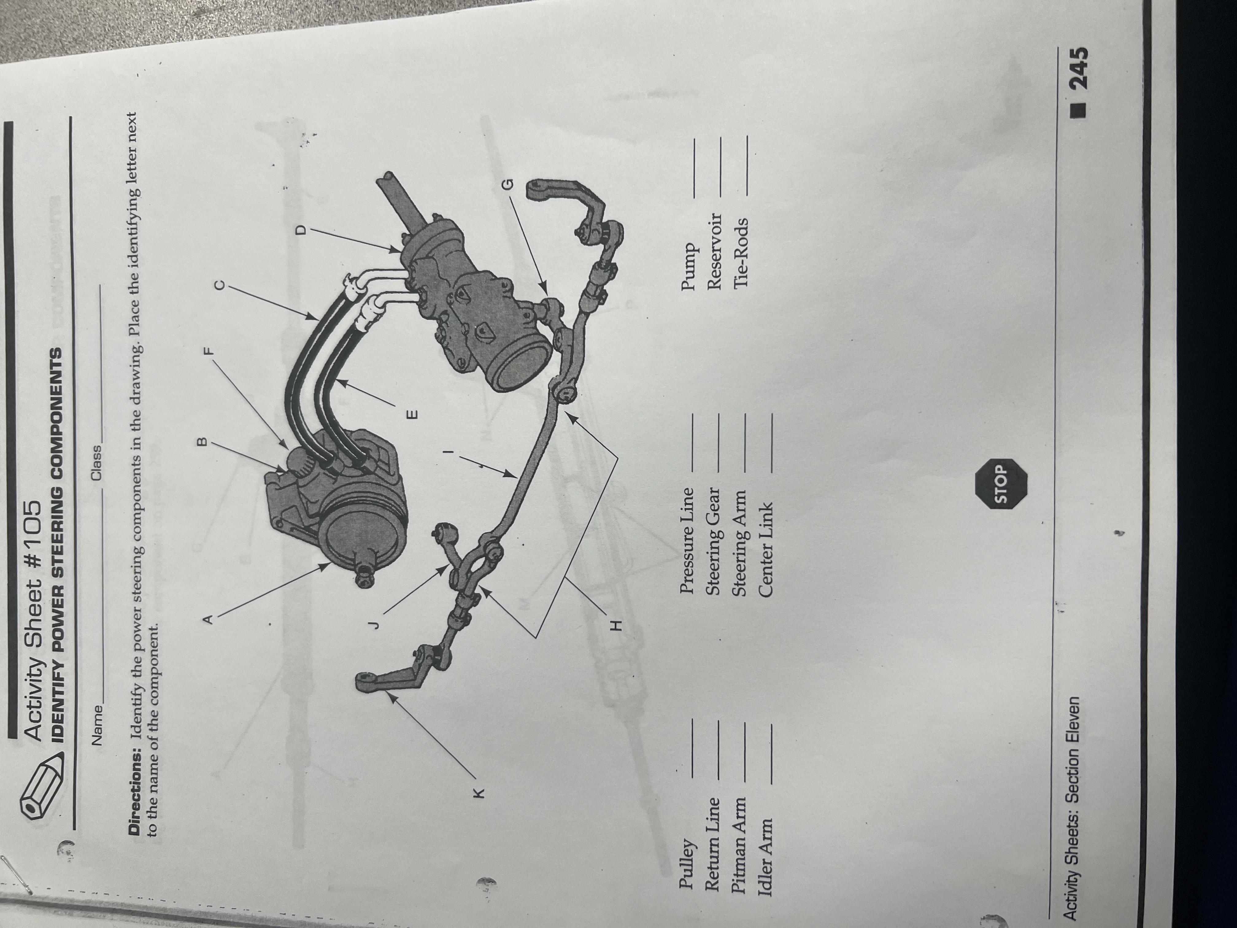 Activity Sheet # 1 0 5 IDENTIFY POWER STEERING