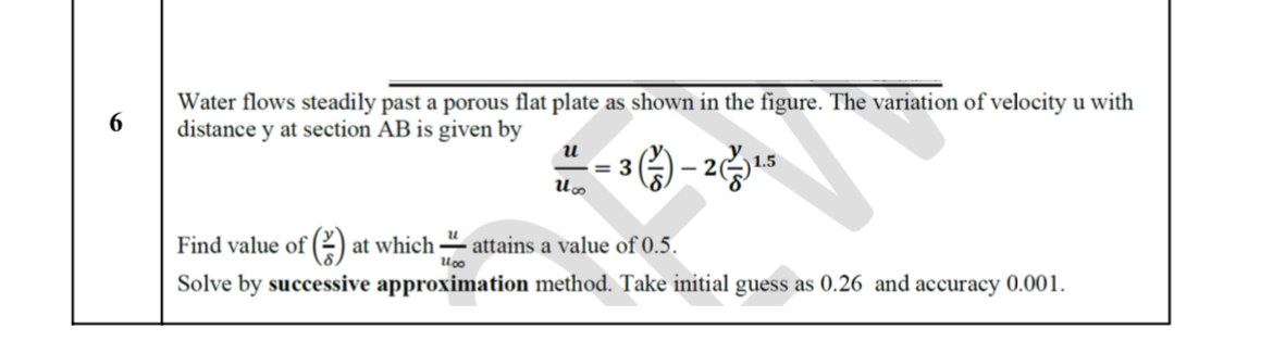 6 Water flows steadily past a porous flat plate