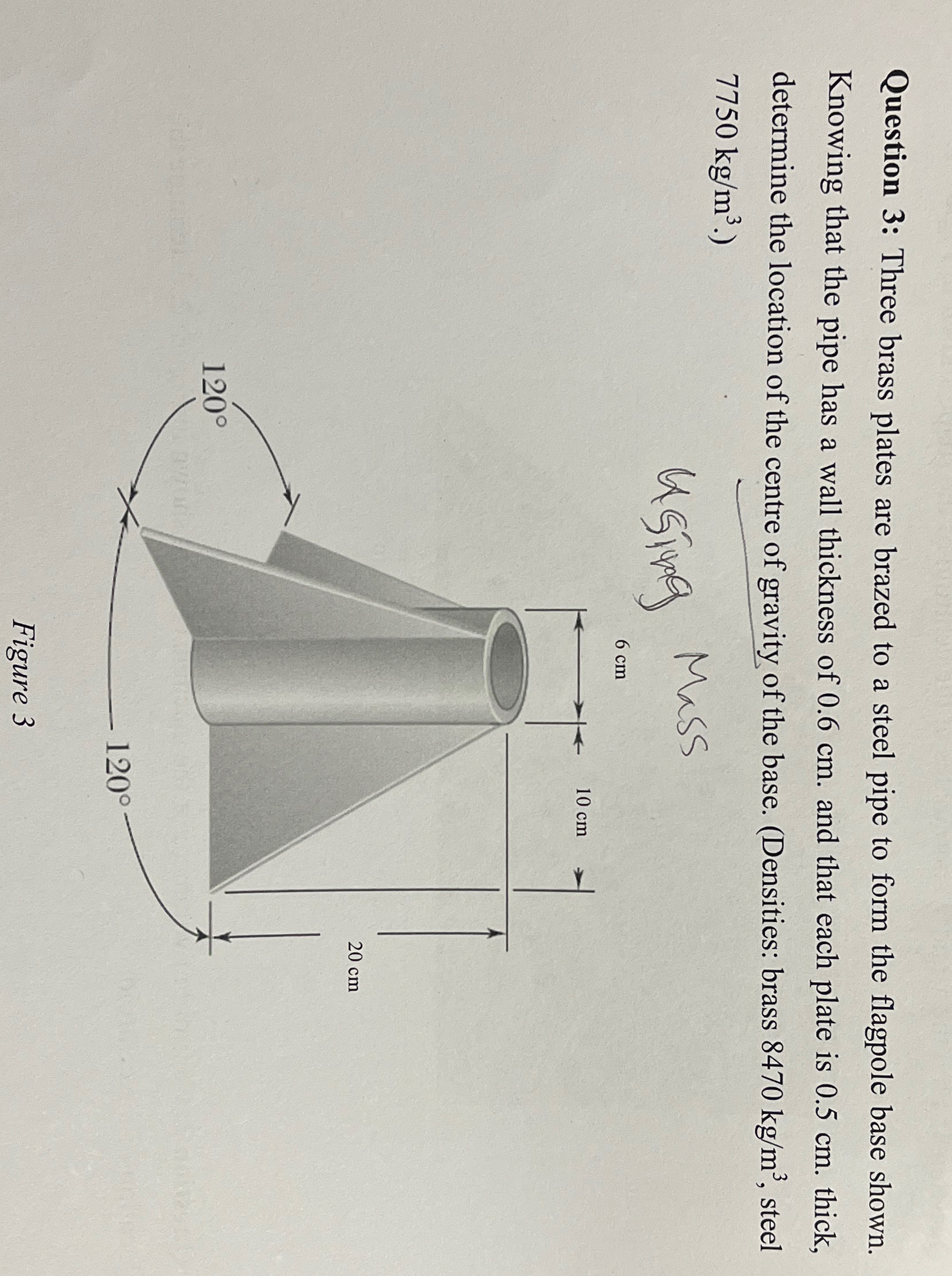 Question 3 : Three brass plates are brazed to a
