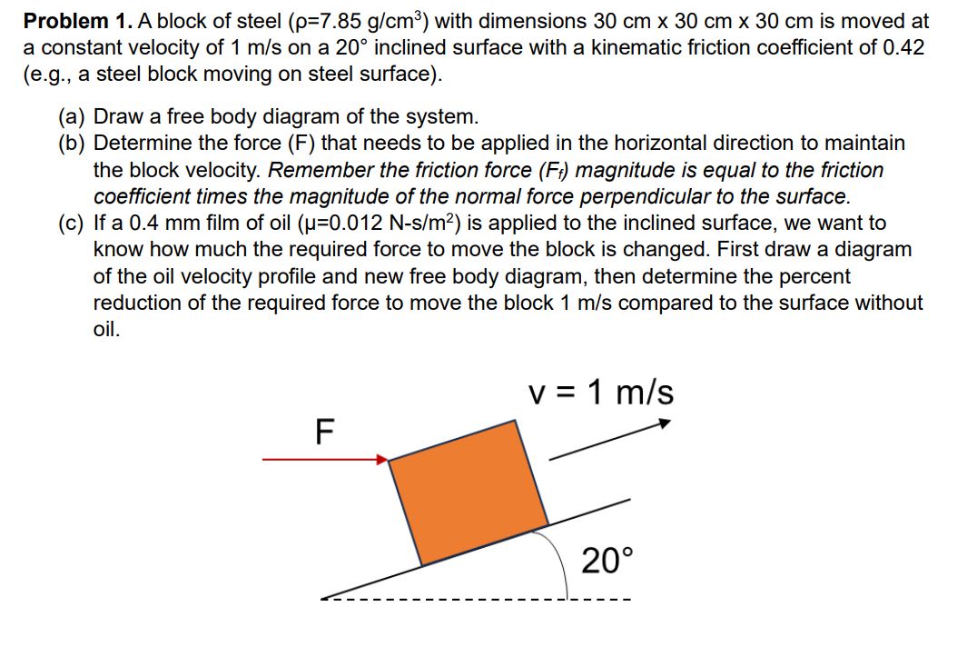 Problem 1 . A block of steel ( = 7 . 8 5 g c m 3