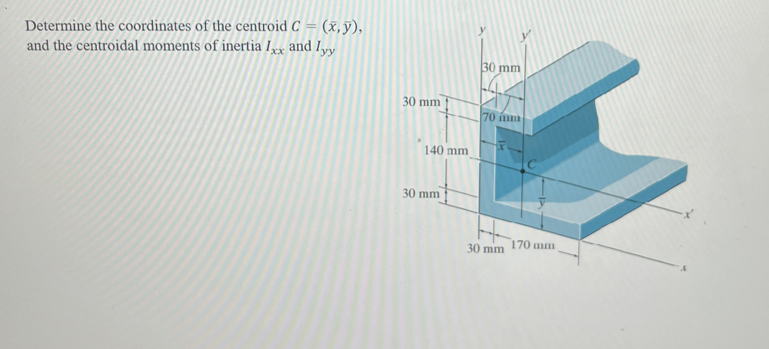 Determine the coordinates of the centroid C = ( x