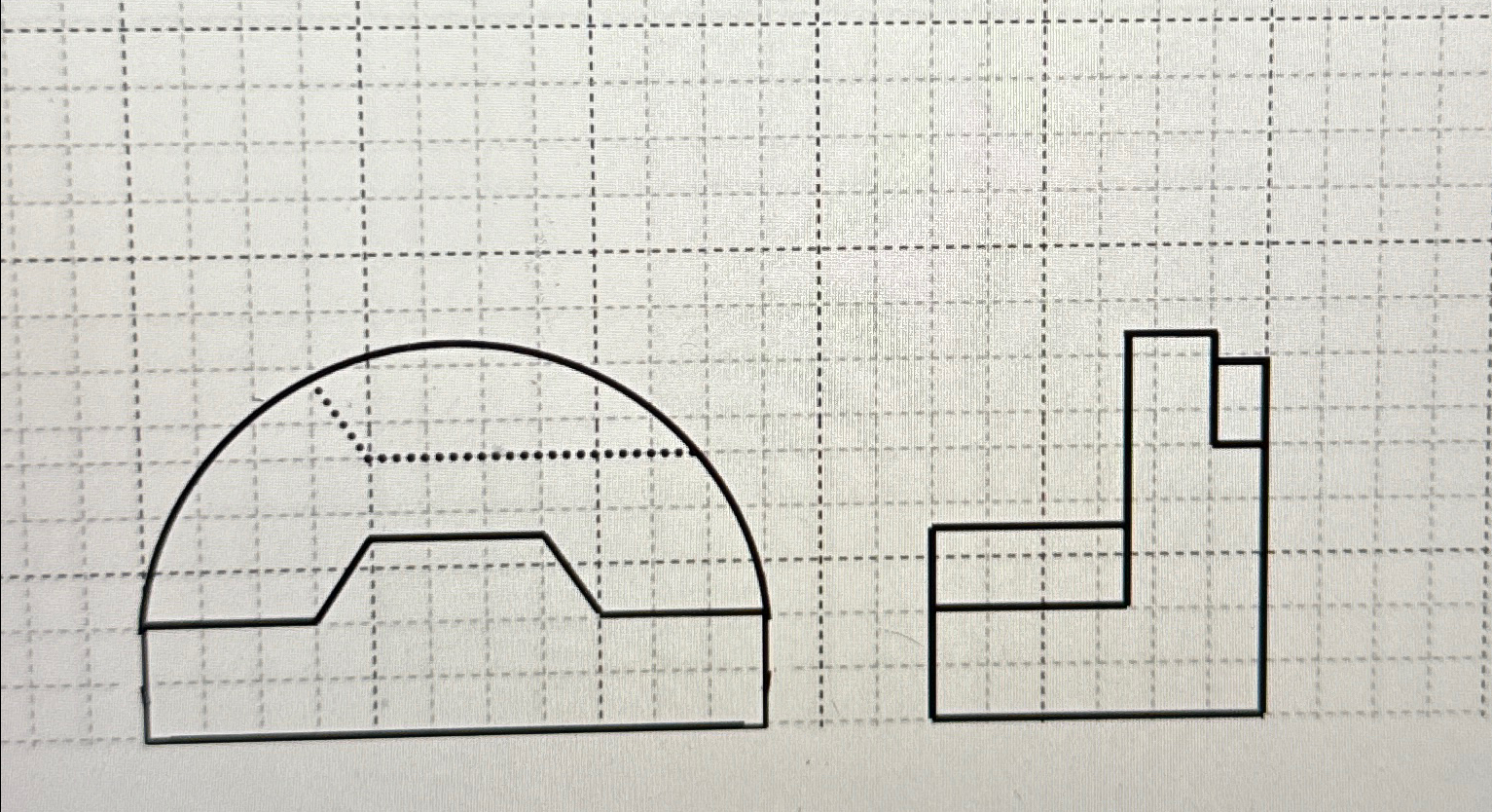 draw the missing view and the isometric sketch