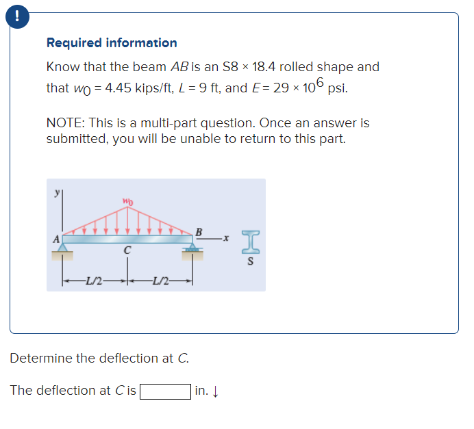 Required information Know that the beam A B is an