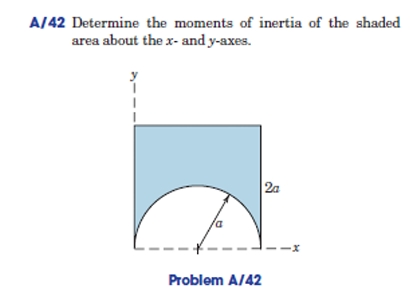 A / 4 2 Determine the moments of inertia of the
