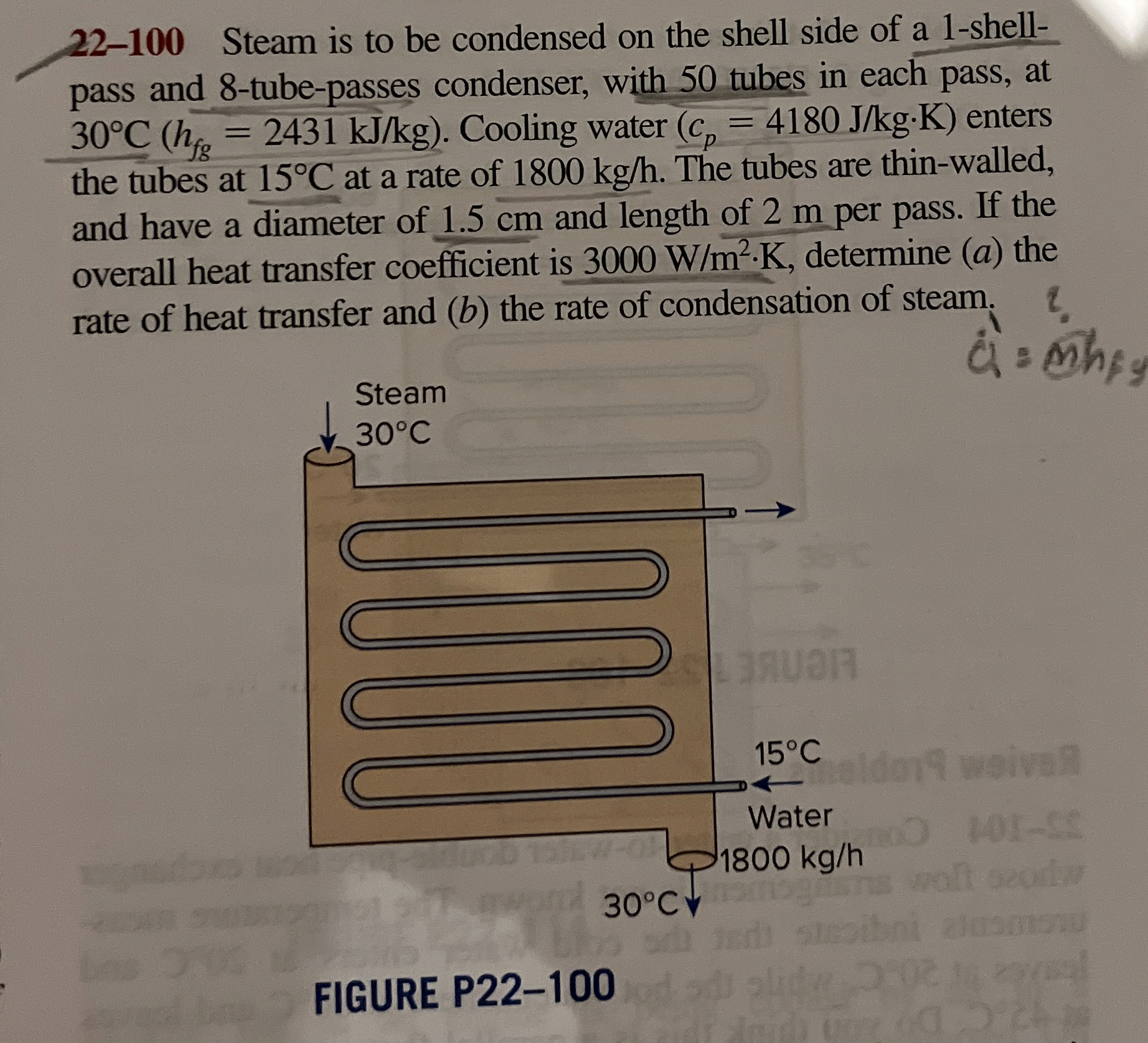 2 2 - 1 0 0 Steam is to be condensed on the shell