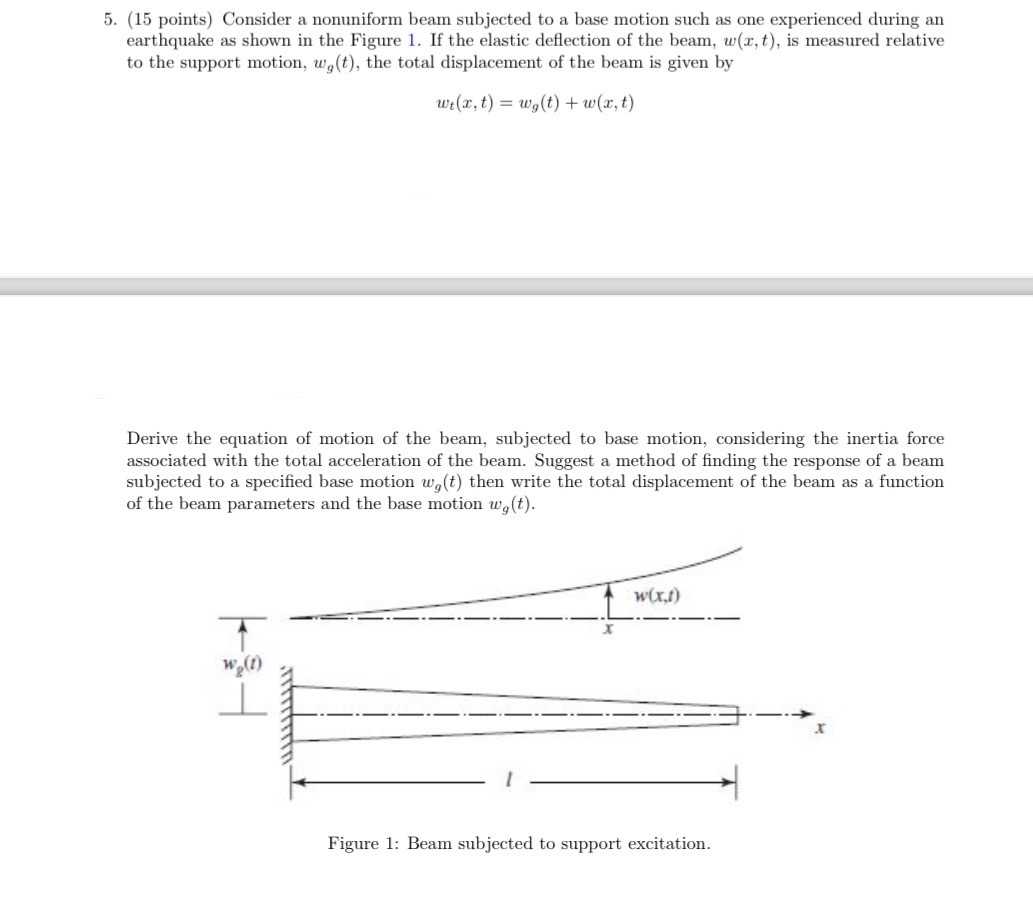 Consider a nonuniform beam subjected to a base
