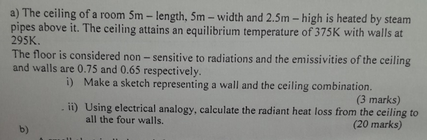 a ) The ceiling of a room 5 m - length, 5 m -