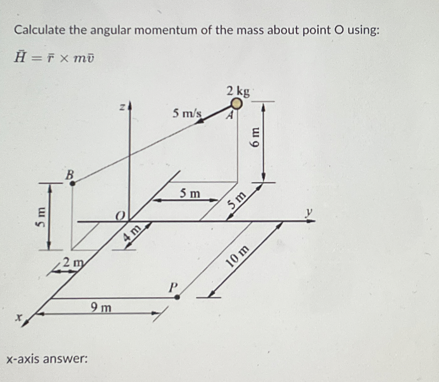 Calculate the angular momentum of the mass about