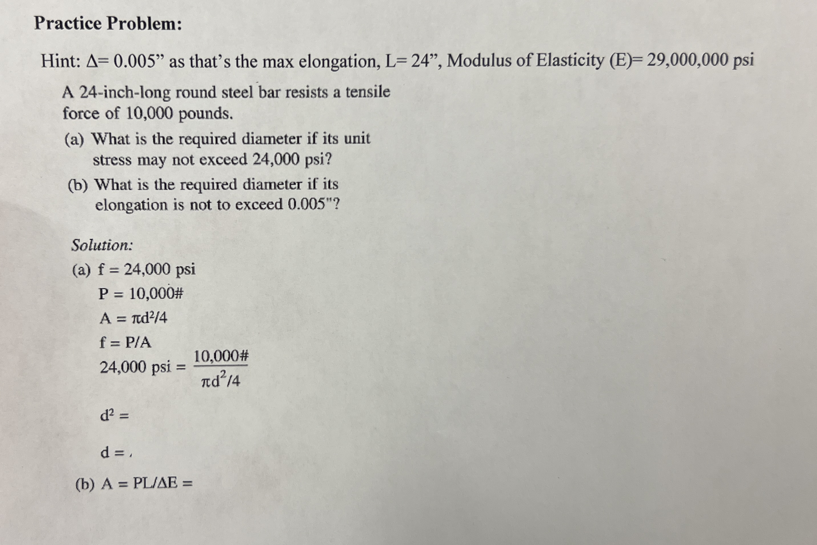 Practice Problem: Hint: = 0 . 0 0 5 