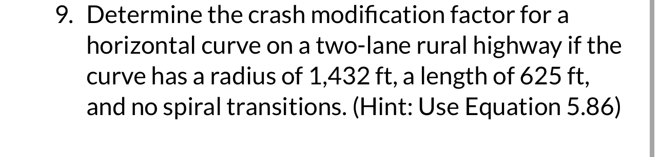 Determine the crash modification factor for a