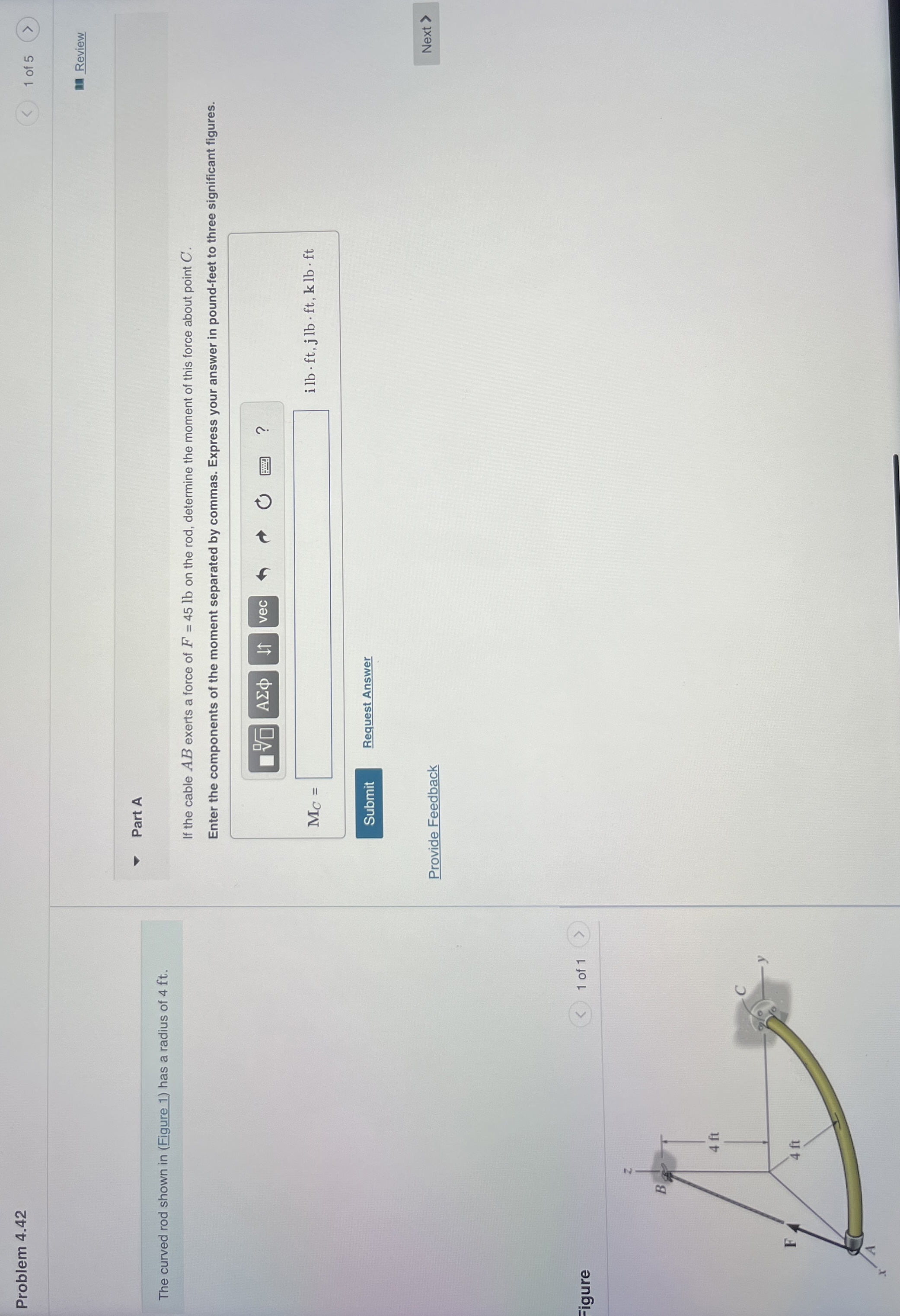 Problem 4 . 4 2 The curved rod shown in ( Figure