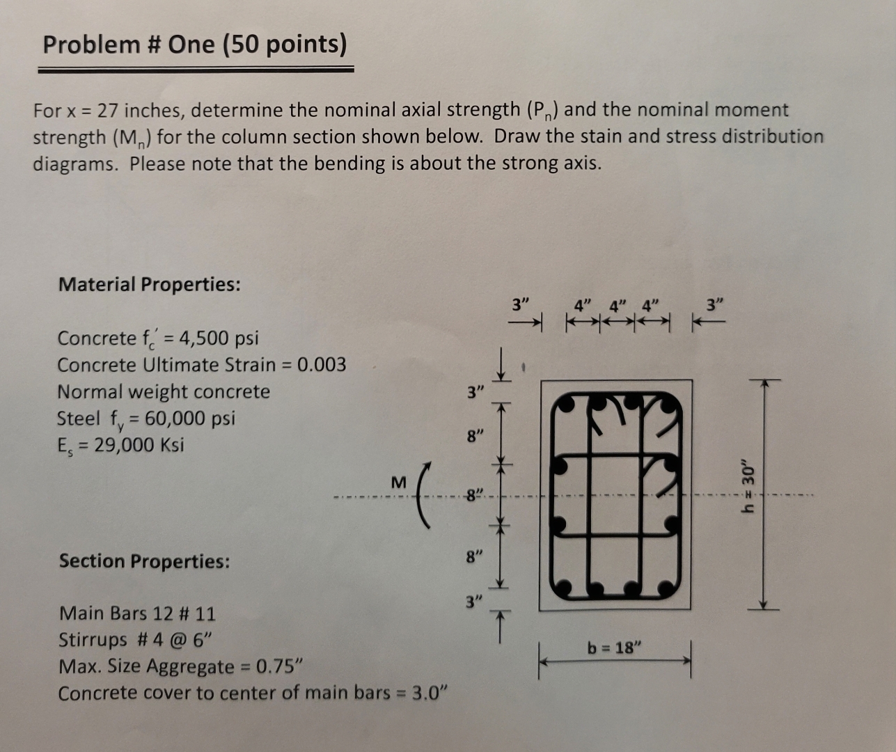 Problem # One ( 5 0 points ) For x = 2 7 inches,