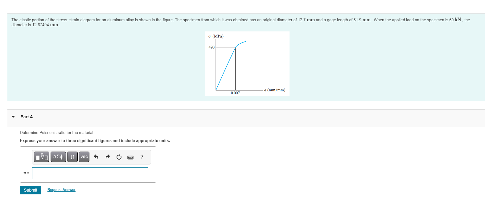 diameter is 1 2 . 6 7 4 9 4 mm . Part A Determine