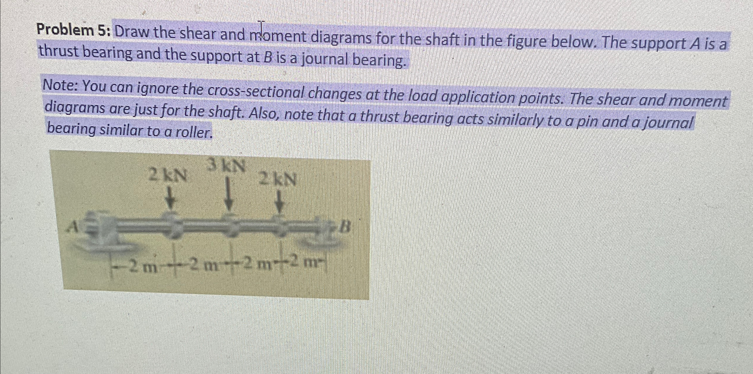 Problem 5 : Draw the shear and moment diagrams