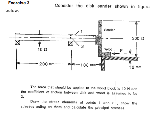 Exercise 3 Consider the disk sander shown in