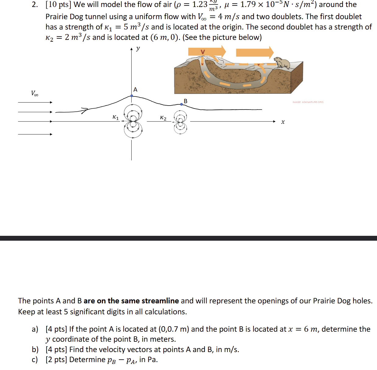 [ 1 0 pts ] We will model the flow of air ( = 1 .