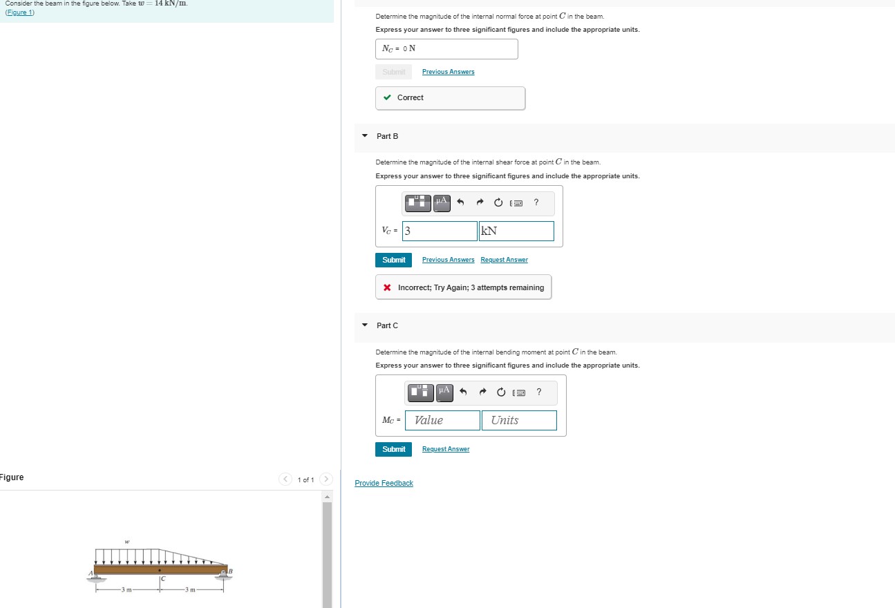 Consider the beam in the figure below. Take w = 1