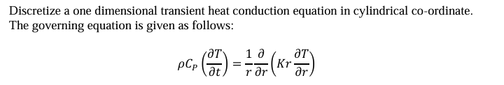 Discretize a one dimensional transient heat